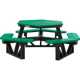 GoVets™ 46'' Hexagon Picnic Table Recycled Plastic Green 671GN271