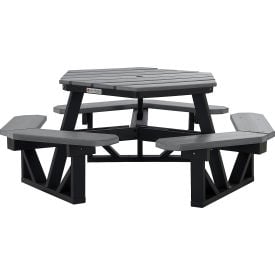 GoVets™ 46'' Hexagon Picnic Table Recycled Plastic Gray 671GY271
