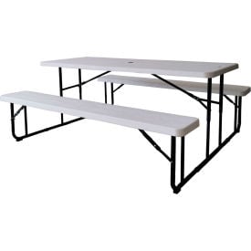 GoVets™ 6' Folding Plastic Picnic Table White 769695