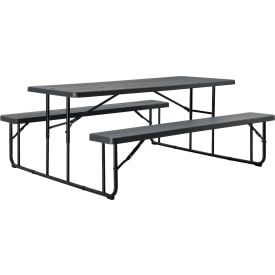 GoVets™ 6' Folding Plastic Picnic Table Charcoal 769CH695