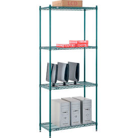 Nexel® 4 Shelf Poly-Green® Wire Shelving Unit Starter 36