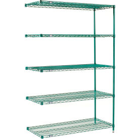 Nexel® 5 Shelf Poly-Green® Wire Shelving Unit Add On 54