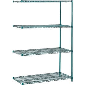 Nexel® 4 Shelf Poly-Green® Wire Shelving Unit Add On 42