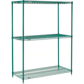 Nexel® 3 Shelf Poly-Green® Wire Shelving Unit Starter 36