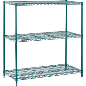 Nexel® 3 Shelf Poly-Green® Wire Shelving Unit Starter 48