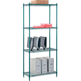 Nexel® 4 Shelf Poly-Green® Wire Shelving Unit Starter 36