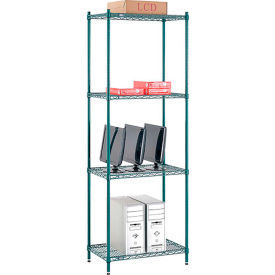 Nexel® 4 Shelf Poly-Green® Wire Shelving Unit Starter 30