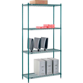 Nexel® 4 Shelf Poly-Green® Wire Shelving Unit Starter 42