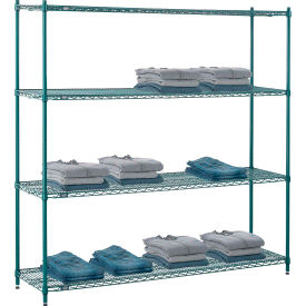 Nexel® 4 Shelf Poly-Green® Wire Shelving Unit Starter 72