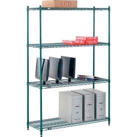 Nexel® 4 Shelf Poly-Green® Wire Shelving Unit Starter 48
