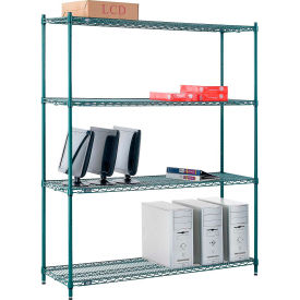 Nexel® 4 Shelf Poly-Green® Wire Shelving Unit Starter 60