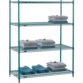 Nexel® 4 Shelf Poly-Green® Wire Shelving Unit Starter 48