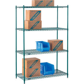 Nexel® 4 Shelf Poly-Green® Wire Shelving Unit Starter 48
