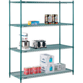 Nexel® 4 Shelf Poly-Green® Wire Shelving Unit Starter 60