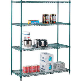 Nexel® 4 Shelf Poly-Green® Wire Shelving Unit Starter 54