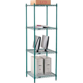 Nexel® 4 Shelf Poly-Green® Wire Shelving Unit Starter 24