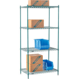 Nexel® 4 Shelf Poly-Green® Wire Shelving Unit Starter 36