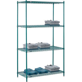 Nexel® 4 Shelf Poly-Green® Wire Shelving Unit Starter 48