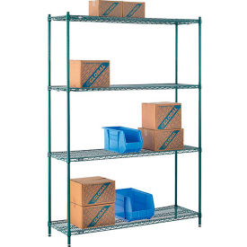 Nexel® 4 Shelf Poly-Green® Wire Shelving Unit Starter 60