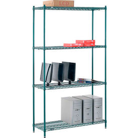 Nexel® 4 Shelf Poly-Green® Wire Shelving Unit Starter 48
