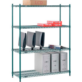 Nexel® 4 Shelf Poly-Green® Wire Shelving Unit Starter 48