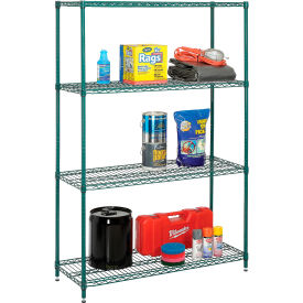 Nexel® 4 Shelf Green Epoxy Wire Shelving-In-A-Box 36