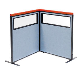 Interion® Deluxe Freestanding 2-Panel Corner Divider w/Partial Window 36-1/4