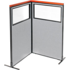 Interion® Deluxe Freestanding 2-Panel Corner Divider w/Partial Window 36-1/4
