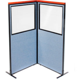 Interion® Deluxe Freestanding 2-Panel Corner Divider w/Partial Window 36-1/4