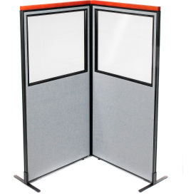 Interion® Deluxe Freestanding 2-Panel Corner Divider w/Partial Window 36-1/4