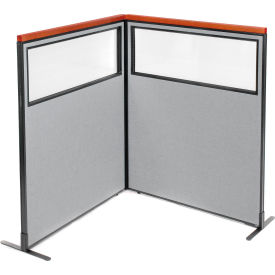 Interion® Deluxe Freestanding 2-Panel Corner Divider w/Partial Window 48-1/4