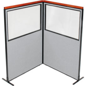 Interion® Deluxe Freestanding 2-Panel Corner Divider w/Partial Window 48-1/4