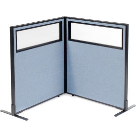 Interion® Freestanding 2-Panel Corner Room Divider w/Partial Window 36-1/4