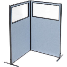 Interion® Freestanding 2-Panel Corner Room Divider w/Partial Window 36-1/4