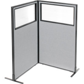 Interion® Freestanding 2-Panel Corner Room Divider w/Partial Window 36-1/4
