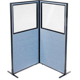 Interion® Freestanding 2-Panel Corner Room Divider w/Partial Window 36-1/4
