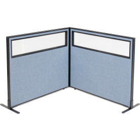 Interion® Freestanding 2-Panel Corner Room Divider w/Partial Window 48-1/4