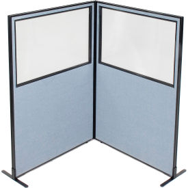 Interion® Freestanding 2-Panel Corner Room Divider w/Partial Window 48-1/4
