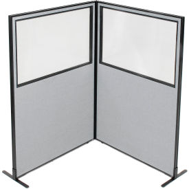 Interion® Freestanding 2-Panel Corner Room Divider w/Partial Window 48-1/4