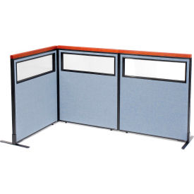 Interion® Deluxe Freestanding 3-Panel Corner Divider w/Partial Window 36-1/4