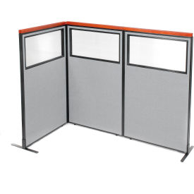 Interion® Deluxe Freestanding 3-Panel Corner Divider w/Partial Window 36-1/4