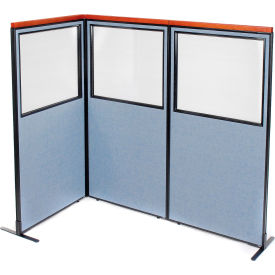 Interion® Deluxe Freestanding 3-Panel Corner Divider w/Partial Window 36-1/4
