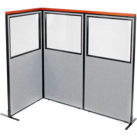 Interion® Deluxe Freestanding 3-Panel Corner Divider w/Partial Window 36-1/4
