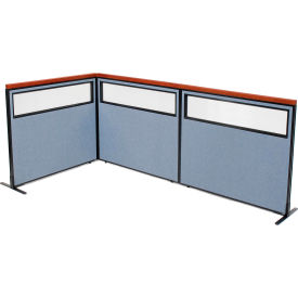 Interion® Deluxe Freestanding 3-Panel Corner Divider w/Partial Window 48-1/4