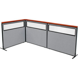 Interion® Deluxe Freestanding 3-Panel Corner Divider w/Partial Window 48-1/4