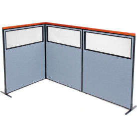 Interion® Deluxe Freestanding 3-Panel Corner Divider w/Partial Window 48-1/4