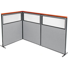 Interion® Deluxe Freestanding 3-Panel Corner Divider w/Partial Window 48-1/4