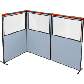 Interion® Deluxe Freestanding 3-Panel Corner Divider w/Partial Window 48-1/4