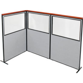 Interion® Deluxe Freestanding 3-Panel Corner Divider w/Partial Window 48-1/4