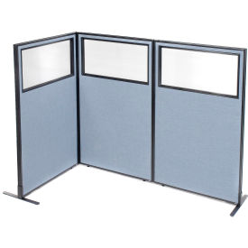 Interion® Freestanding 3-Panel Corner Room Divider w/Partial Window 36-1/4
